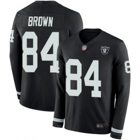 Wholesale Cheap Nike Raiders #84 Antonio Brown Black Team Color Men\'s Stitched NFL Limited Therma Long Sleeve Jersey