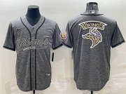 Wholesale Cheap Men's Minnesota Vikings Gray Team Big Logo With Patch Cool Base Stitched Baseball Jersey