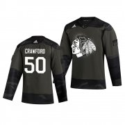 Wholesale Cheap Chicago Blackhawks #50 Corey Crawford Adidas 2019 Veterans Day Men's Authentic Practice NHL Jersey Camo