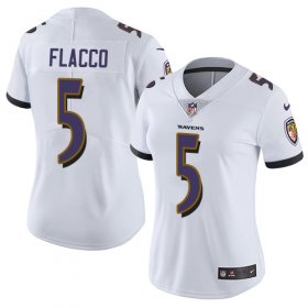 Wholesale Cheap Nike Ravens #5 Joe Flacco White Women\'s Stitched NFL Vapor Untouchable Limited Jersey