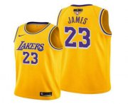 Wholesale Cheap Men's Los Angeles Lakers #23 LeBron James Yellow 2020 Finals Stitched NBA Jersey