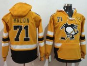 Wholesale Cheap Penguins #71 Evgeni Malkin Gold Sawyer Hooded Sweatshirt 2017 Stadium Series Stitched NHL Jersey
