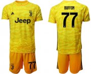 Wholesale Cheap Juventus #77 Buffon Yellow Goalkeeper Soccer Club Jersey