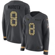 Wholesale Cheap Nike Titans #8 Marcus Mariota Anthracite Salute to Service Women's Stitched NFL Limited Therma Long Sleeve Jersey