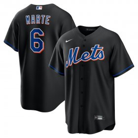 Wholesale Cheap Men\'s New York Mets #6 Starling Marte Black Stitched Cool Base Nike Jersey