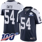 Wholesale Cheap Nike Cowboys #54 Jaylon Smith Navy Blue Thanksgiving Men's Stitched With Established In 1960 Patch NFL 100th Season Vapor Untouchable Limited Throwback Jersey