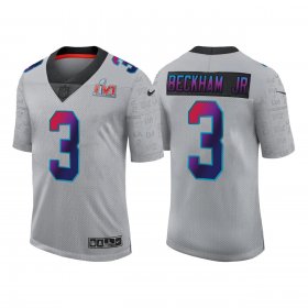 Wholesale Cheap Men\'s Los Angeles Rams #3 Odell Beckham Jr. 2022 Grey Super Bowl LVI Limited Stitched Jersey
