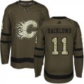 Wholesale Cheap Adidas Flames #11 Mikael Backlund Green Salute to Service Stitched NHL Jersey