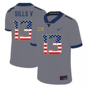 Wholesale Cheap West Virginia Mountaineers 13 David Sills V Gray USA Flag College Football Jersey