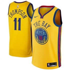 Wholesale Cheap Nike Golden State Warriors #11 Klay Thompson Gold NBA Swingman City Edition Jersey