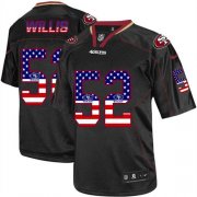Wholesale Cheap Nike 49ers #52 Patrick Willis Black Men's Stitched NFL Elite USA Flag Fashion Jersey