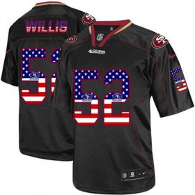 Wholesale Cheap Nike 49ers #52 Patrick Willis Black Men\'s Stitched NFL Elite USA Flag Fashion Jersey