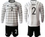 Wholesale Cheap Men 2021 European Cup Germany home white Long sleeve 2 Soccer Jersey