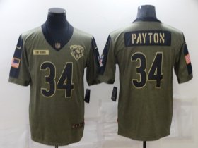 Wholesale Cheap Men\'s Chicago Bears #34 Walter Payton Nike Olive 2021 Salute To Service Retired Player Limited Jersey