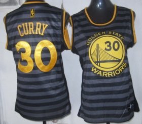Wholesale Cheap Golden State Warriors #30 Stephen Curry Gray With Black Pinstripe Womens Jersey