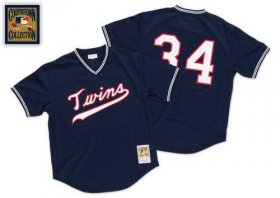 Wholesale Cheap Mitchell And Ness 1985 Twins #34 Kirby Puckett Navy Blue Throwback Stitched MLB Jersey