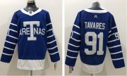 Wholesale Cheap Adidas Maple Leafs #91 John Tavares Blue Authentic 1918 Arenas Throwback Stitched NHL Jersey