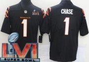 Wholesale Cheap Youth Cincinnati Bengals #1 Ja'Marr Chase Limited Black 2022 Super Bowl LVI Bound Vapor Jersey
