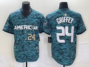 Wholesale Cheap Men's Seattle Mariners #24 Ken Griffey Number Teal 2023 All Star Cool Base Stitched Jersey
