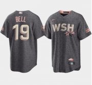 Wholesale Cheap Men's Washington Nationals #19 Josh Bell 2022 Grey City Connect Cherry Blossom Cool Base Stitched Jersey