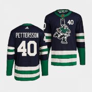 Wholesale Cheap Men's Vancouver Canucks #40 Elias Pettersson Navy 2022 Reverse Retro Stitched Jersey