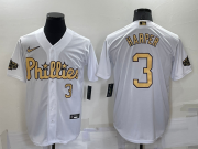 Wholesale Men's Philadelphia Phillies #3 Bryce Harper Number White 2022 All Star Stitched Cool Base Nike Jersey