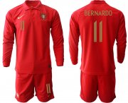 Wholesale Cheap Men 2021 European Cup Portugal home red Long sleeve 11 Soccer Jersey1