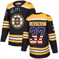 Wholesale Cheap Adidas Bruins #37 Patrice Bergeron Black Home Authentic USA Flag Stanley Cup Final Bound Stitched NHL Jersey