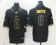 Wholesale Cheap Men's Philadelphia Eagles #6 DeVonta Smith Black 100th Season Golden Edition Jersey