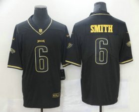 Wholesale Cheap Men\'s Philadelphia Eagles #6 DeVonta Smith Black 100th Season Golden Edition Jersey