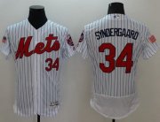 Wholesale Cheap Mets #34 Noah Syndergaard White(Blue Strip) Fashion Stars & Stripes Flexbase Authentic Stitched MLB Jersey