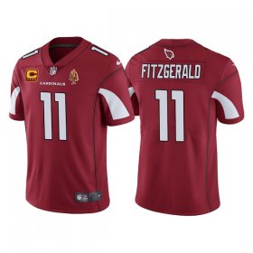 Wholesale Cheap Men\'s Arizona Cardinals #11 Larry Fitzgerald Red With C Patch & Walter Payton Patch Limited Stitched Jersey