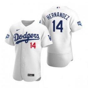 Wholesale Cheap Los Angeles Dodgers #14 Enrique Hernandez White 2020 World Series Champions Jersey