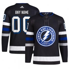 Cheap Men\'s Tampa Bay Lightning Custom Black 2024 Stadium Series Stitched Jersey