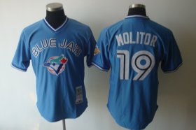 Wholesale Cheap Mitchell And Ness Blue Jays #19 Paul Molitor Blue Stitched MLB Jersey