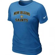 Wholesale Cheap Women's Nike New Orleans Saints Heart & Soul NFL T-Shirt Light Blue