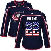 Wholesale Cheap Adidas Blue Jackets #22 Sonny Milano Navy Blue Home Authentic USA Flag Women's Stitched NHL Jersey