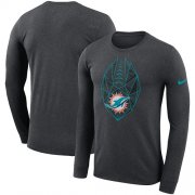 Wholesale Cheap Men's Miami Dolphins Nike Heathered Charcoal Fan Gear Icon Performance Long Sleeve T-Shirt
