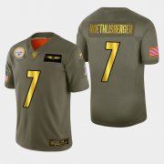Wholesale Cheap Nike Steelers #7 Ben Roethlisberger Men's Olive Gold 2019 Salute to Service NFL 100 Limited Jersey