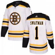 Wholesale Cheap Men's Boston Bruins #1 Jeremy Swayman Adidas Authentic Away Jersey - White