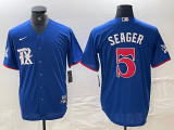 Cheap Men's Texas Rangers #5 Corey Seager Royal Blue 2023 City Connect Stitched Baseball Jersey