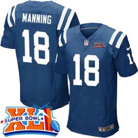Wholesale Cheap Nike Colts #18 Peyton Manning Royal Blue Team Color Super Bowl XLI Men\'s Stitched NFL Elite Jersey