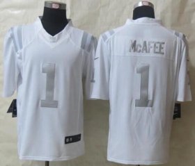 Wholesale Cheap Nike Colts #1 Pat McAfee White Men\'s Stitched NFL Limited Platinum Jersey