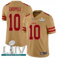 Wholesale Cheap Nike 49ers #10 Jimmy Garoppolo Gold Super Bowl LIV 2020 Men's Stitched NFL Limited Inverted Legend Jersey
