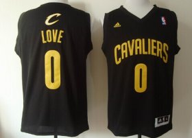 Wholesale Cheap Cleveland Cavaliers #0 Kevin Love Revolution 30 Swingman Black With Gold Jersey