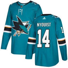 Wholesale Cheap Adidas Sharks #14 Gustav Nyquist Teal Home Authentic Stitched NHL Jersey