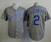 Wholesale Cheap Royals #2 Alcides Escobar Grey Cool Base Stitched MLB Jersey