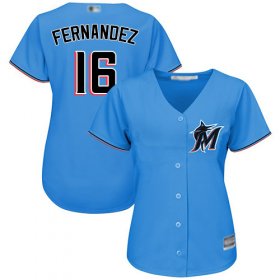 Wholesale Cheap Marlins #16 Jose Fernandez Blue Alternate Women\'s Stitched MLB Jersey