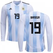 Wholesale Cheap Argentina #19 Banega Home Long Sleeves Kid Soccer Country Jersey
