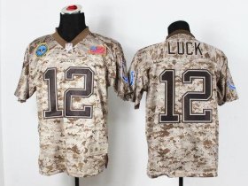 Wholesale Cheap Nike Colts #12 Andrew Luck Camo Men\'s Stitched NFL New Elite USMC Jersey
